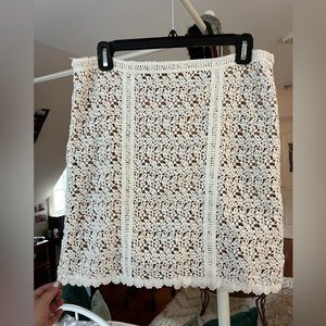 Kendall and Kyle White Crocheted and Nude Skirt Size L